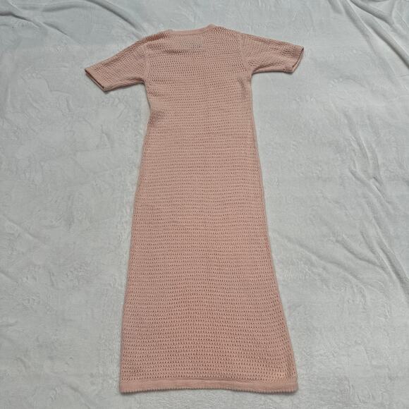 Lauren Manoogian Crocheted Cotton-Blend Midi Dress Petal Peach Pink Size 1 Small - Picture 15 of 16